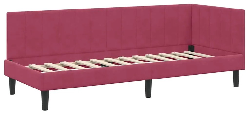 vidaXL Κρεβάτι Γωνίας με στρώμα Μπορντό 80 x 200 cm Βελούδο