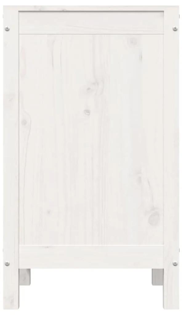 Καλάθι Ρούχων Λευκό 44x44x76 εκ από Μασίφ Ξύλο Πεύκου - Λευκό