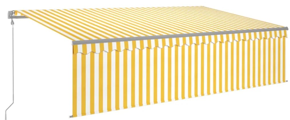 vidaXL Τέντα Αυτόματη με Σκίαστρο/LED/Αισθ. Ανέμου Κίτρ/Λευκό 5 x 3 μ.