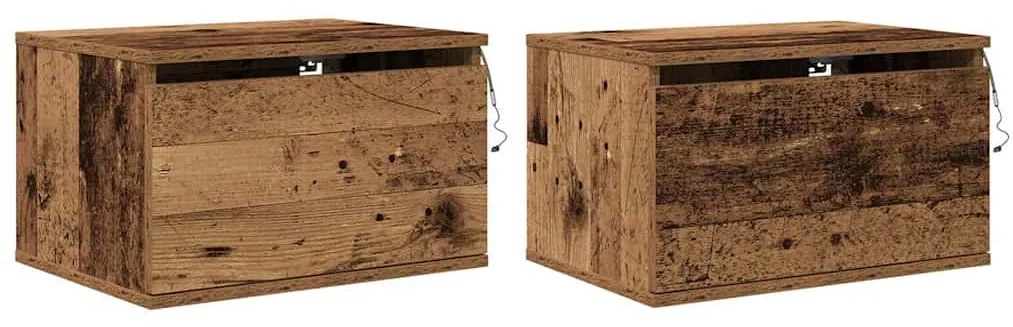 vidaXL Τοίχου κομοδίνο με συρτάρι 2 pcs Παλαιό ξύλο 50 x 36 x 30 εκ