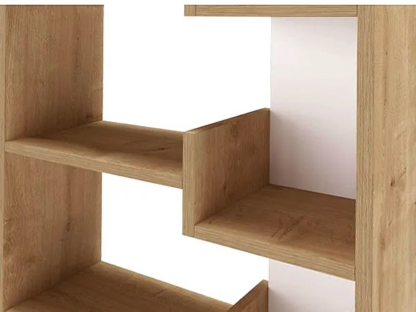 Βιβλιοθήκη Oppa Megapap χρώμα sapphire oak/λευκό 60x22x162εκ.