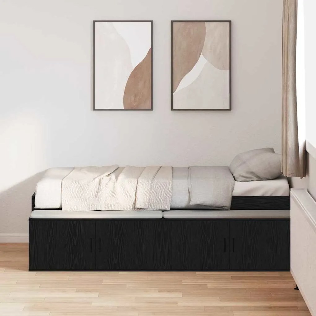 vidaXL Σκελετός Κρεβατιού Μαύρη Οξυά 90 x 200 cm Επεξεργασμένο ξύλο