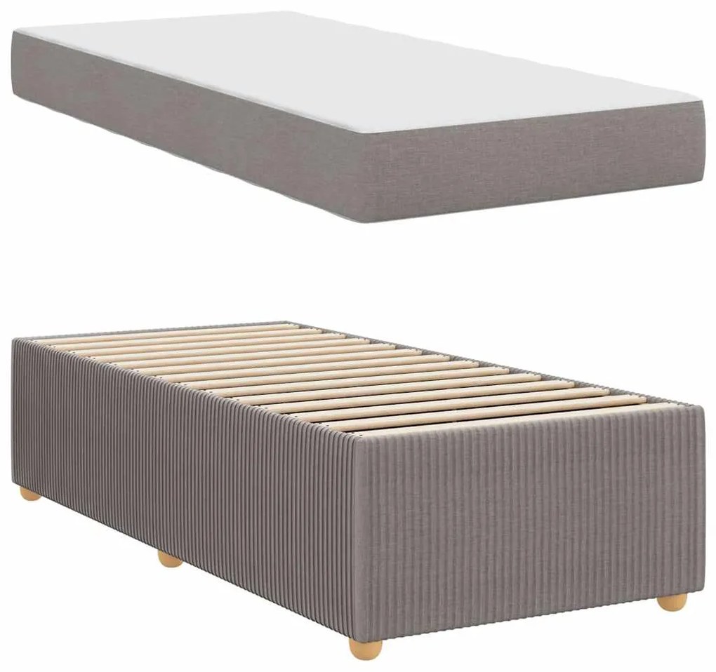 vidaXL Σκελετός Κρεβατιού με στρώμα Taupe 90 x 190 cm ύφασμα