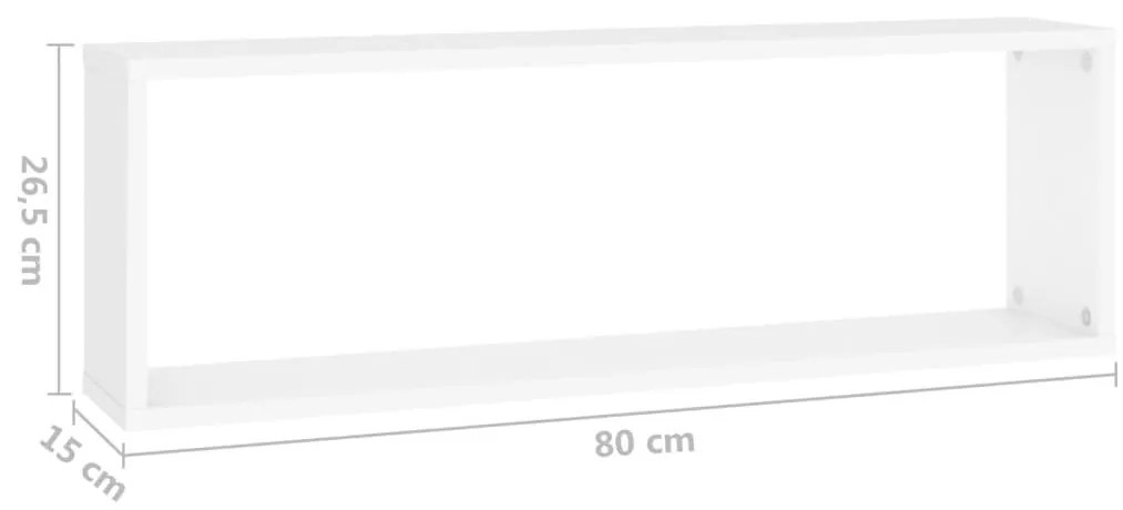 Ράφια Κύβοι Τοίχου 2 τεμ. Λευκά 80 x 15 x 26,5 εκ. Μοριοσανίδα - Λευκό