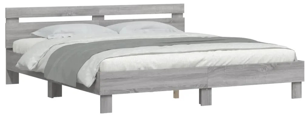 vidaXL Πλαίσιο Κρεβατιού με Κεφαλάρι Γκρι Sonoma 200x200εκ. Επεξ. Ξύλο