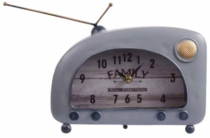 ΕΠΙΤΡΑΠΕΖΙΟ ΡΟΛΟΙ Fylliana &quot;Vintage Radio&quot; ΜΕΤΑΛΛΙΚΟ ΣΙΕΛ ΧΡΩΜΑ 22x8x16εκ