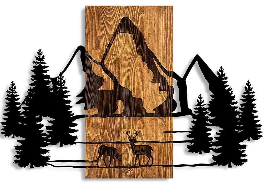 Διακοσμητικό Τοίχου Natural Habitat 899SKL2622 57x88cm Black-Walnut Wallity Metal,Wood