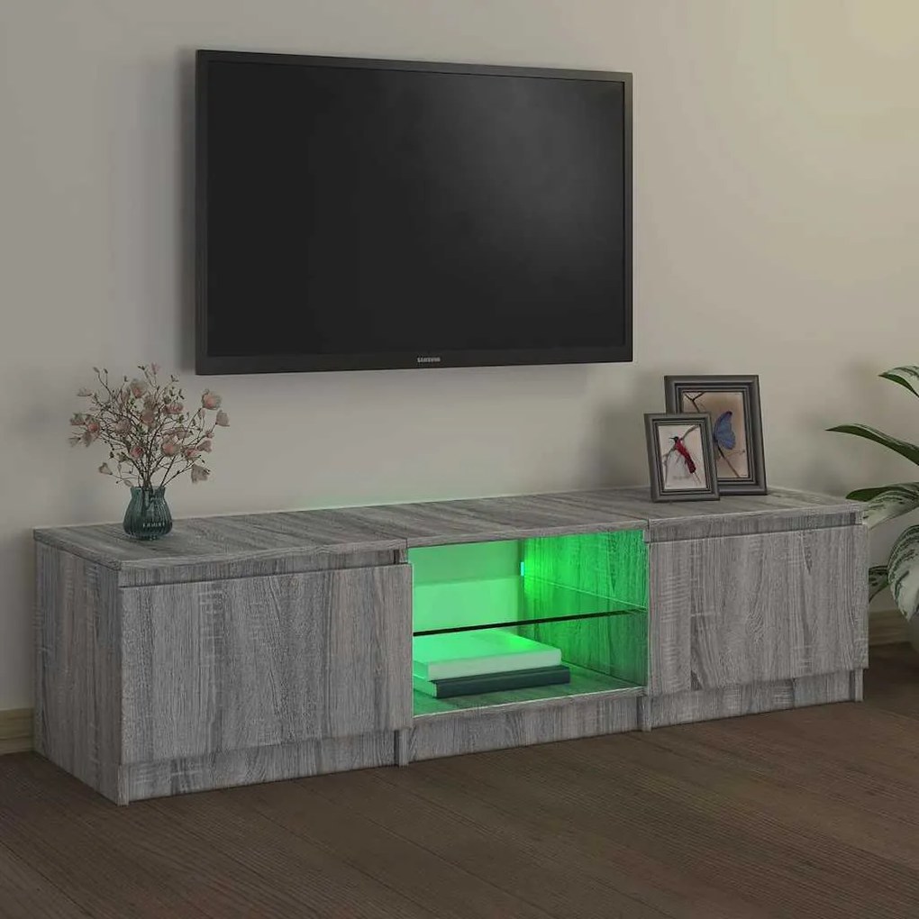 vidaXL Έπιπλο Τηλεόρασης με LED Γκρι Sonoma 140 x 40 x 35,5 εκ.