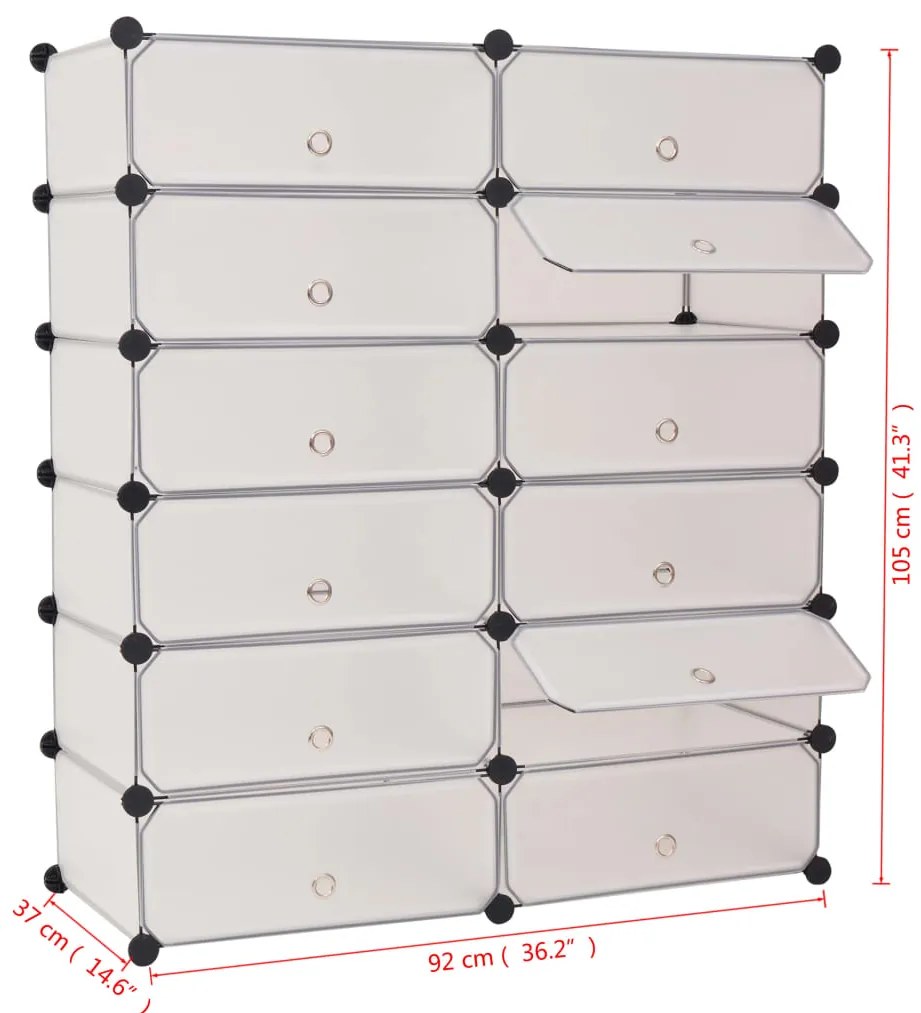vidaXL Παπουτσοθήκη Αλληλοσυνδεόμενη 12 Τμημάτων Λευκή