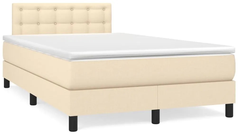 Κρεβάτι Boxspring με Στρώμα Κρεμ 120x200 εκ. Υφασμάτινο - Κρεμ