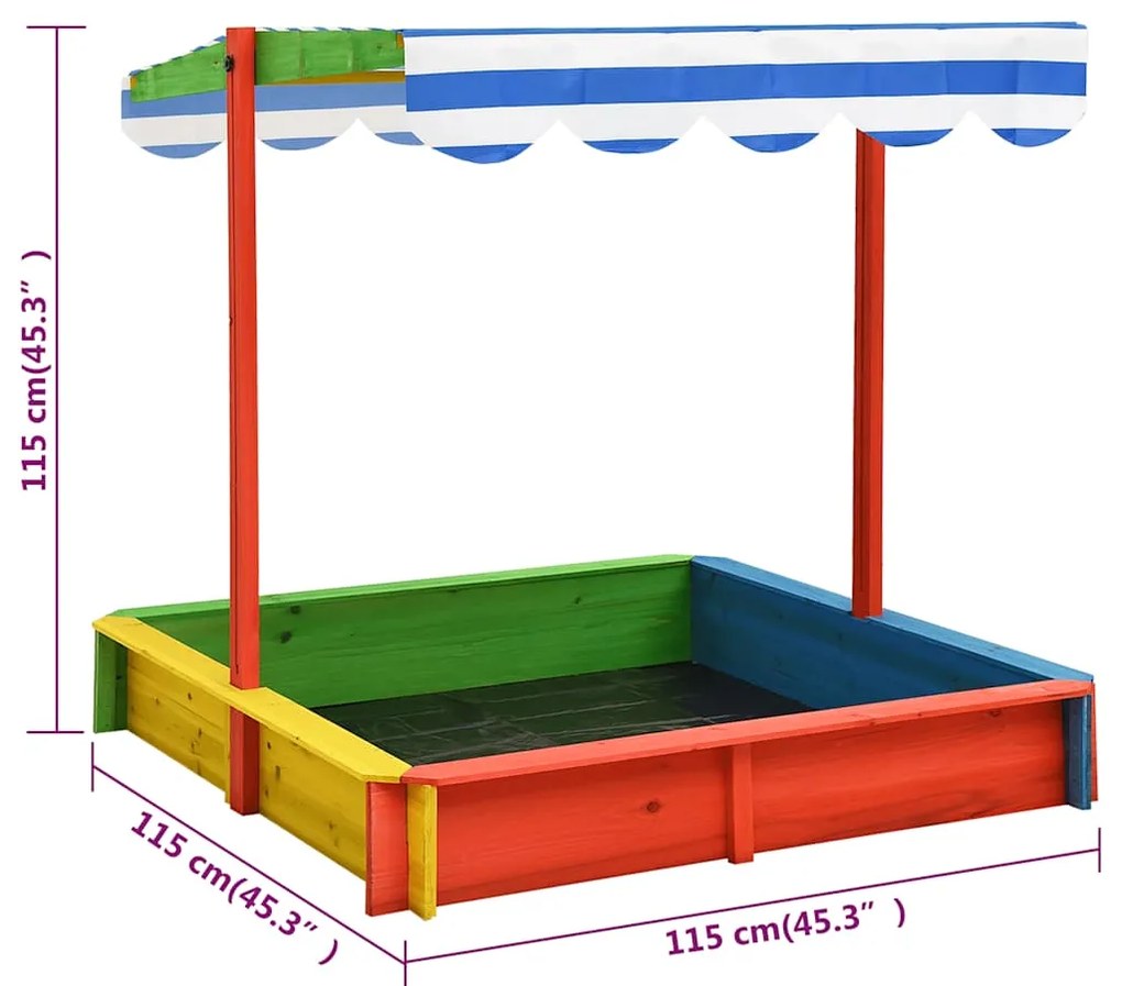 vidaXL Αμμοδόχος Ρυθμιζόμενη Οροφή Σκίασης Πολύχρωμη Ξύλο Ελάτης UV50