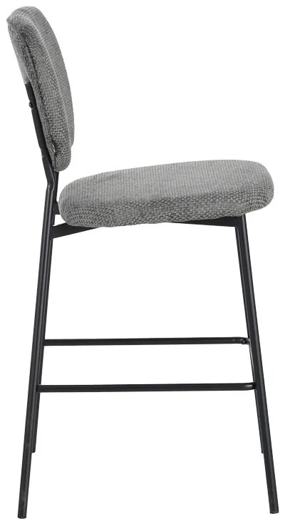 Σκαμπό μπαρ Cathair pakoworld μπουκλέ ύφασμα σε γκρι απόχρωση με μαύρα μεταλλικά πόδια 48x54x100εκ
