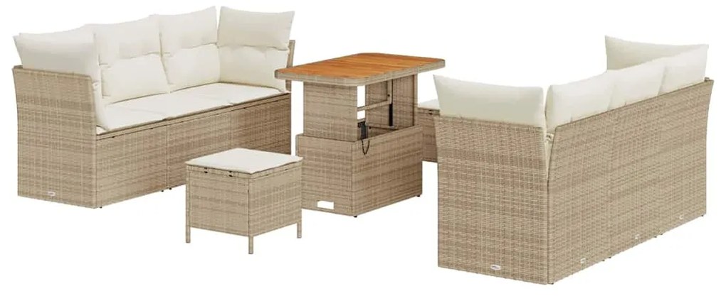 vidaXL Σετ Καναπέ Κήπου 9 pcs μπεζ και κρεμ 90 x 55 x 71 cm
