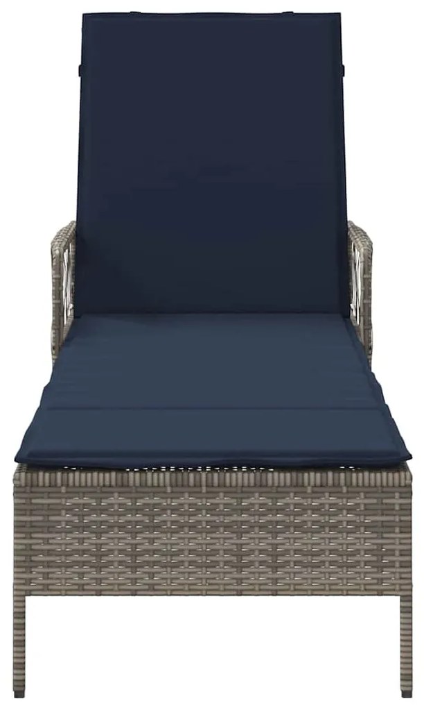 vidaXL Ξαπλώστρα Γκρι και Navy Blue 55 x 200 x 92 εκ. συνθετικό ρατάν