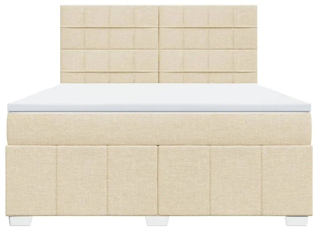 vidaXL Κρεβάτι Boxspring με Στρώμα Κρεμ 180x200 εκ. Υφασμάτινο