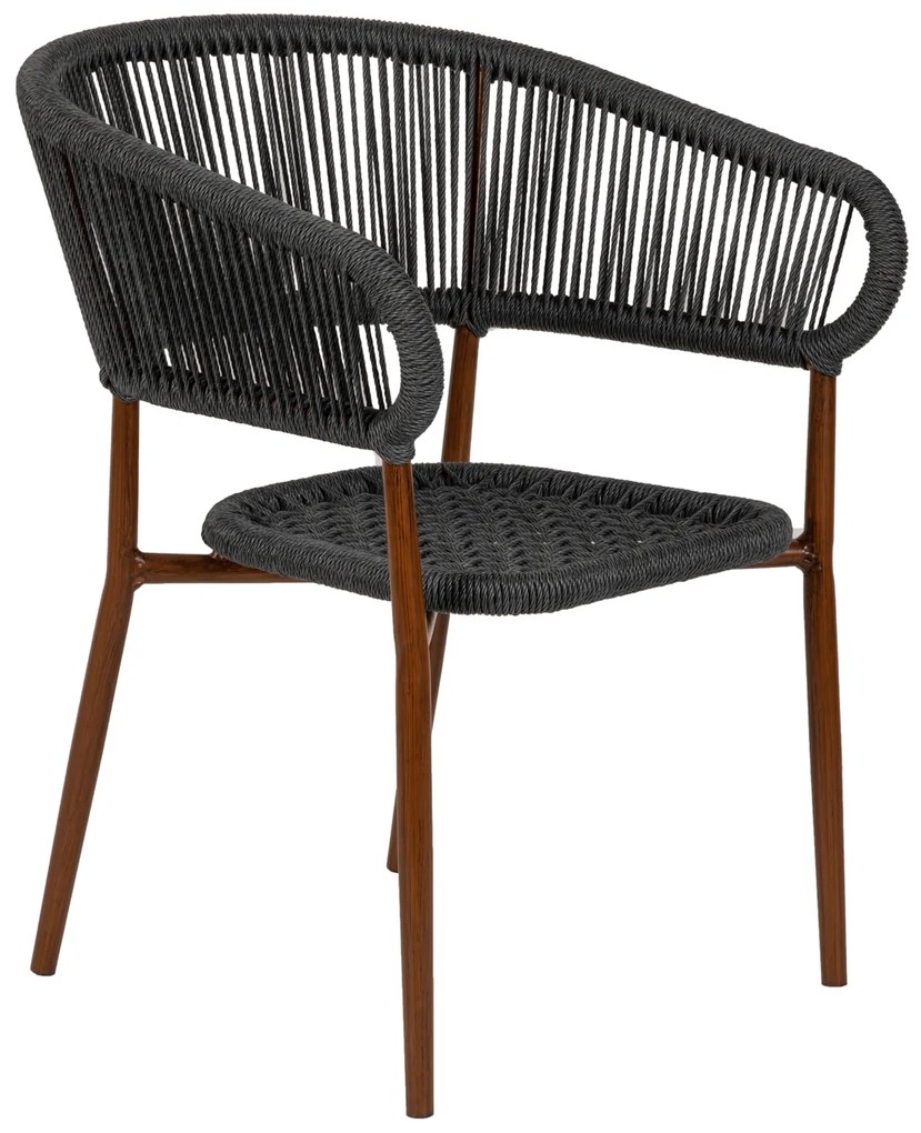 Πολυθρόνα Κήπου ArteLibre KARURU Μαύρο/Καφέ Αλουμίνιο/Rattan 63x63x77cm-14840021