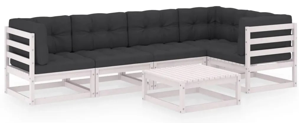 vidaXL Σαλόνι Κήπου Σετ 6 Τεμαχίων από Μασίφ Ξύλο Πεύκου &amp; Μαξιλάρια