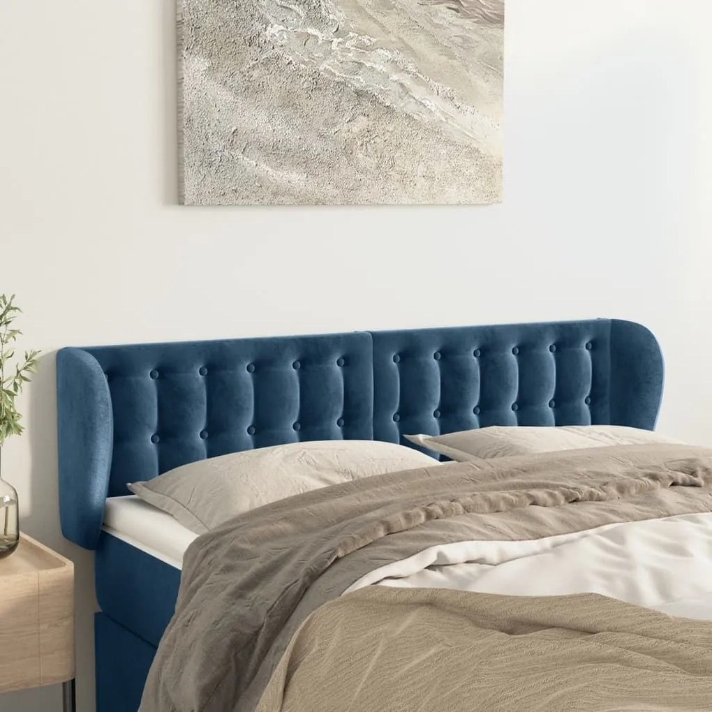 Κεφαλάρι με Πτερύγια Σκούρο Μπλε 147x23x78/88 εκ. Βελούδινο 3117630