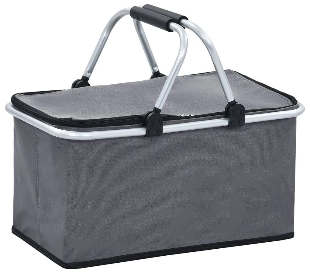 vidaXL Τσάντα Ισοθερμική Πτυσσόμενη Γκρι 46x27x23 εκ. Αλουμινίου