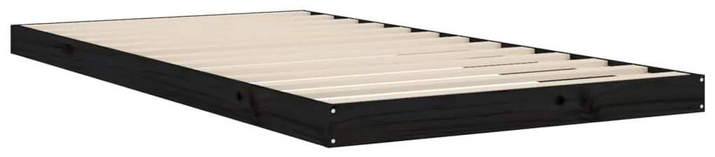 vidaXL Πλαίσιο Κρεβατιού Μαύρο 100 x 200 εκ. από Μασίφ Ξύλο Πεύκου