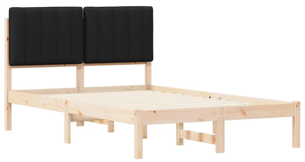vidaXL Σκελετός Κρεβατιού με Επενδεδυμένο Κεφαλάρι Μαύρο 120 x 190 cm