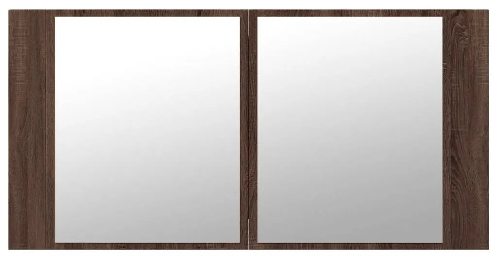 vidaXL Ντουλάπι Μπάνιου Καθρέφτη & LED Καφέ Δρυς 90x12x45εκ Ακρυλικό