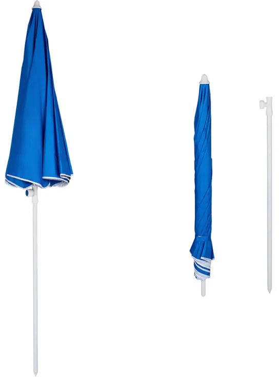 Ομπρέλα παραλίας MUHLER 2119 1008628, Ø160 cm, 195 cm ύψος, 8 νευρώσεις, UV προστασία UPF 50+, Βραχίονας Breakaway, Μπλε