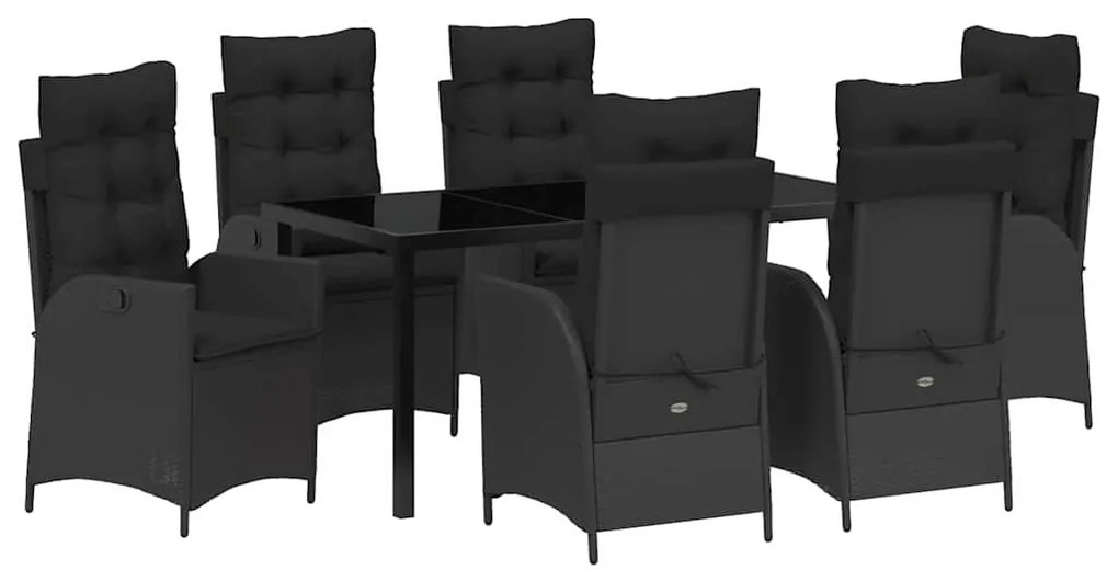 vidaXL Σέτ φαγητού για κήπο 7 pcs Μαύρο συνθετικό ρατάν