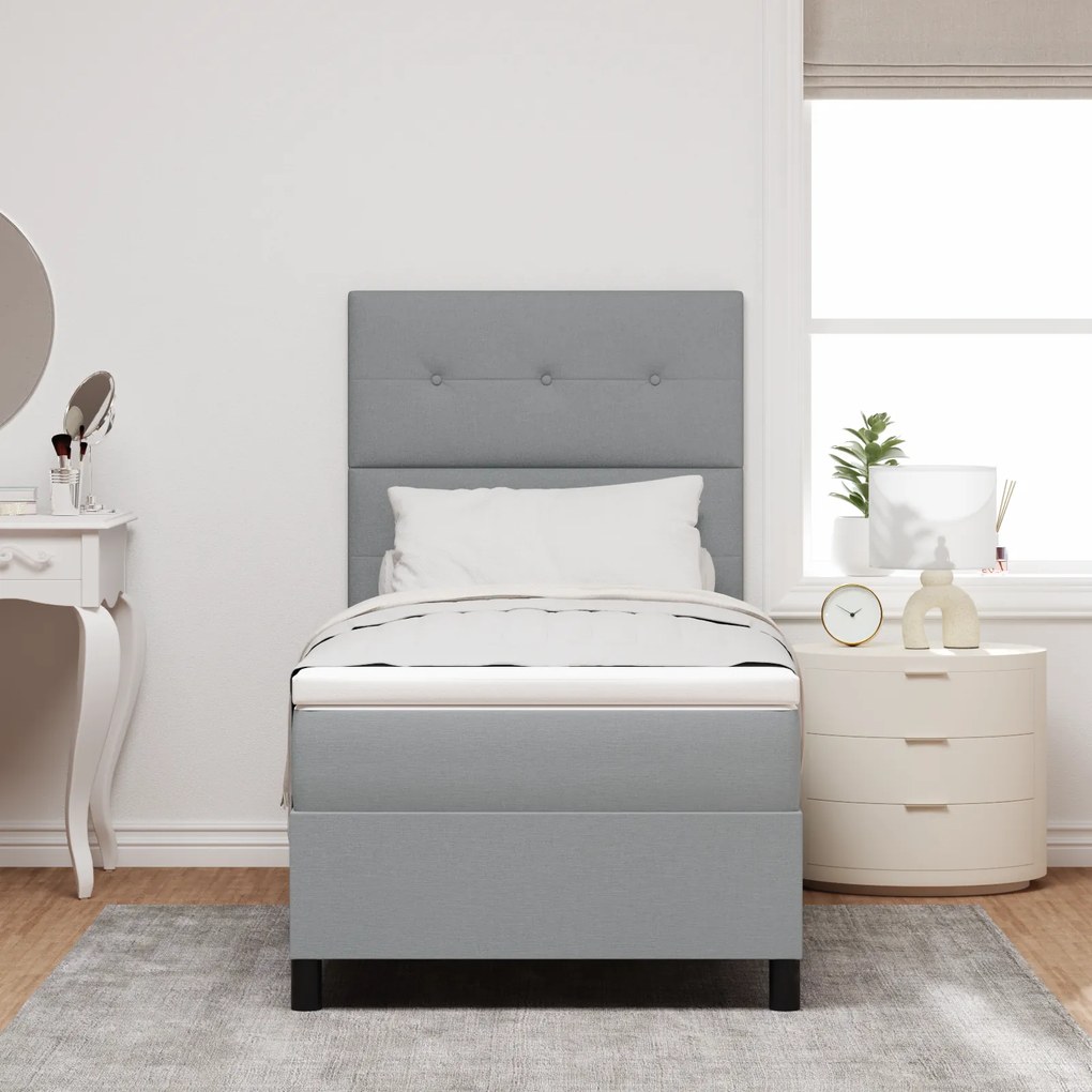 vidaXL Κρεβάτι Box Spring με Στρώμα Ανοιχτό Γκρι 80x200 εκ Υφασμάτινο