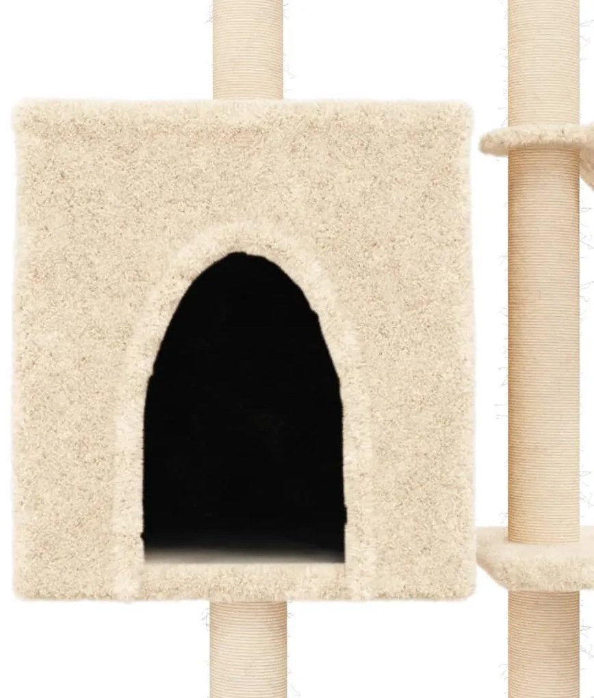 vidaXL Γατόδεντρο Κρεμ 145 εκ. με Στύλους Ξυσίματος από Σιζάλ