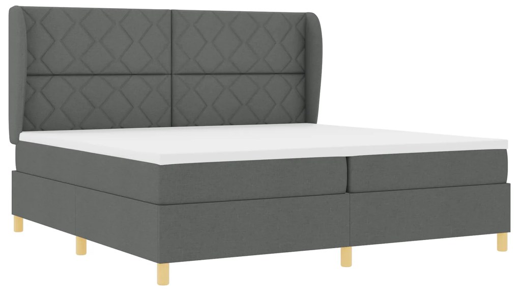vidaXL Κρεβάτι Box Spring με Στρώμα Σκούρο Γκρι 200x200 εκ Ύφασμα