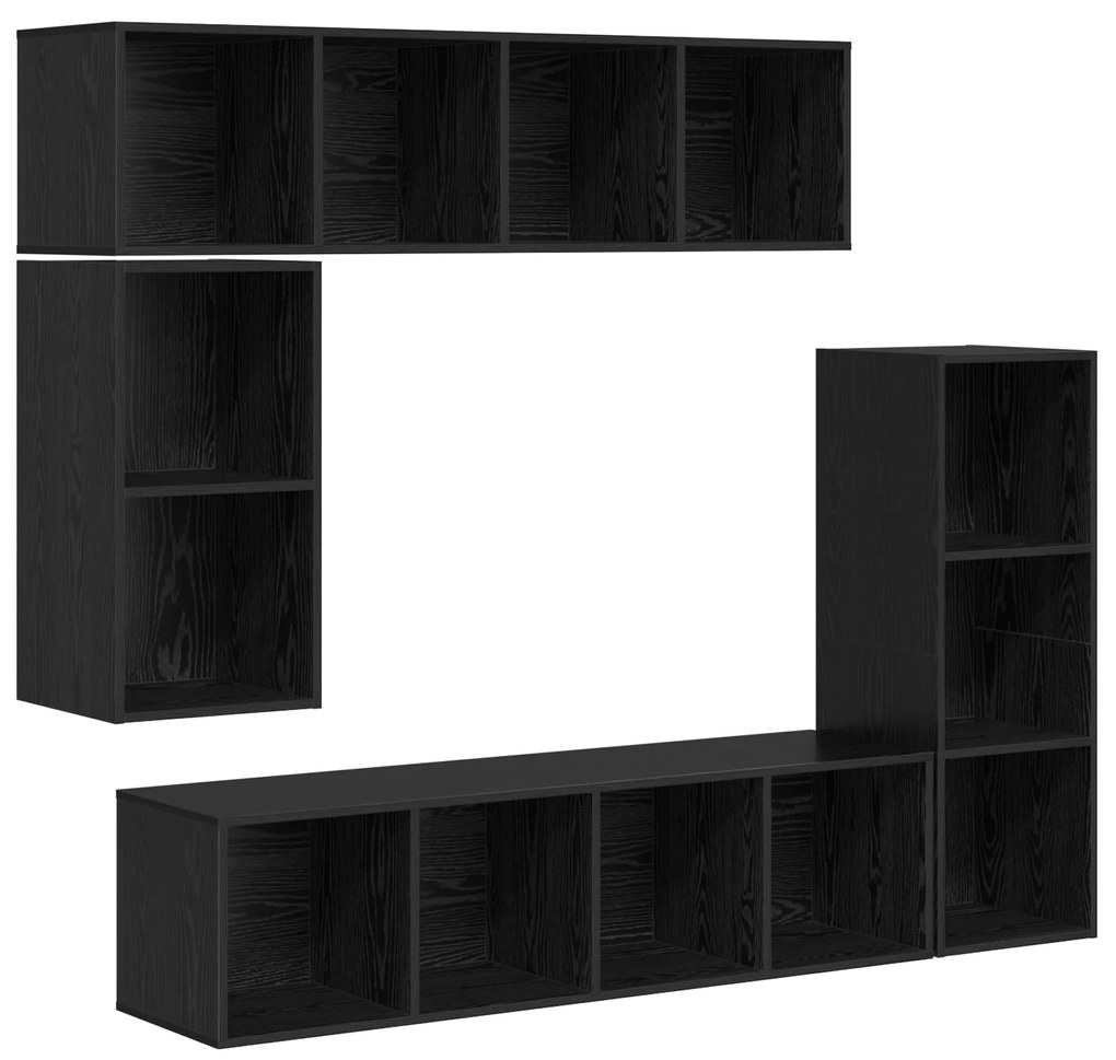 vidaXL Σετ επίπλου τηλεόρασης 4 pcs Μαύρη δρυς Επεξεργασμένο ξύλο