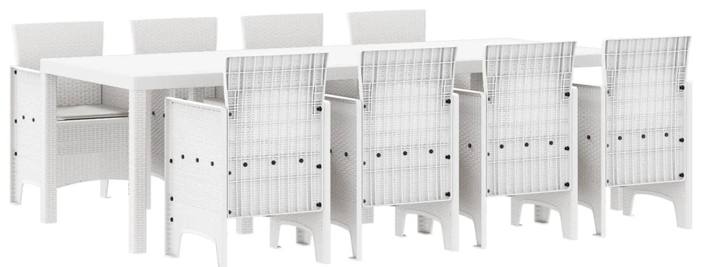 Σέτ φαγητού για κήπο 9 pcs Λευκό Rattan Polt