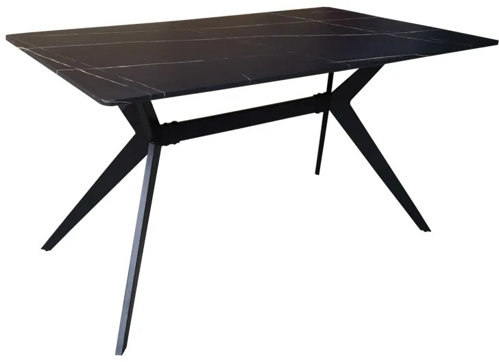 Τραπέζι Ezali pakoworld mdf μαύρη όψη μαρμάρου με μαύρα μεταλλικά πόδια 140x80x75εκ