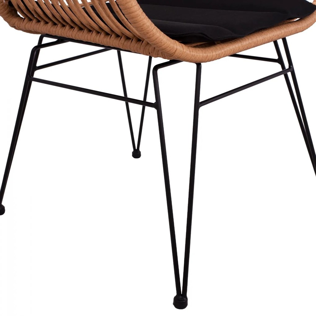 Καρέκλα - Πολυθρόνα ALLEGRA C5450 Μεταλλική με Wicker Μπέζ και Μαξιλάρι 57,5x59x81Υ εκ. 57.5x59x81 εκ.