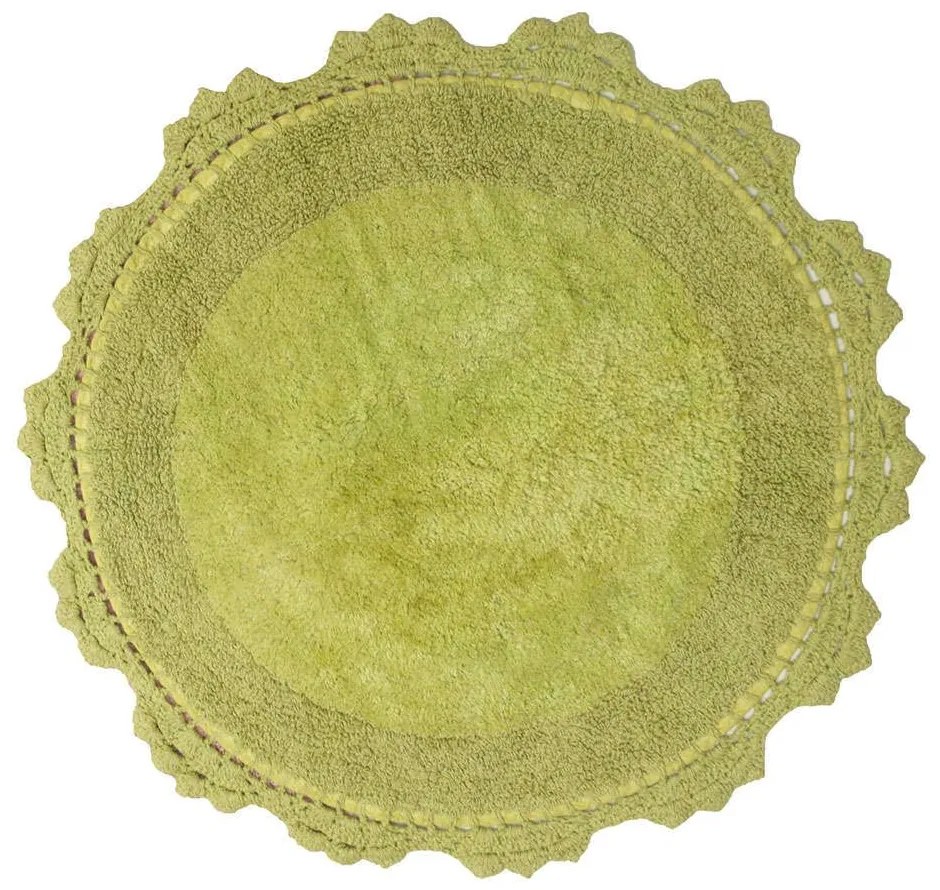 Πατάκι Μπάνιου Στρογγυλό Des. Lace Green Apple Anna Riska 60X60 60x60cm 100% Βαμβάκι