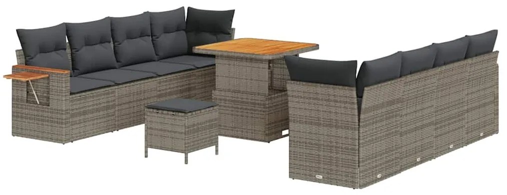 vidaXL Σετ Καναπέ Κήπου με μαξιλάρι 11 pcs Γκρι 80 x 80 x 71 cm