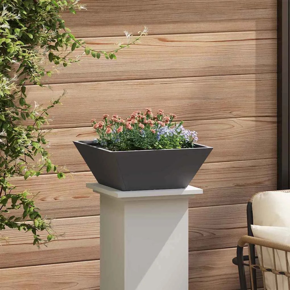 vidaXL Γλάστρα Κήπου 5 pcs Μαύρο 40 x 40 x 15 cm Ατσάλι