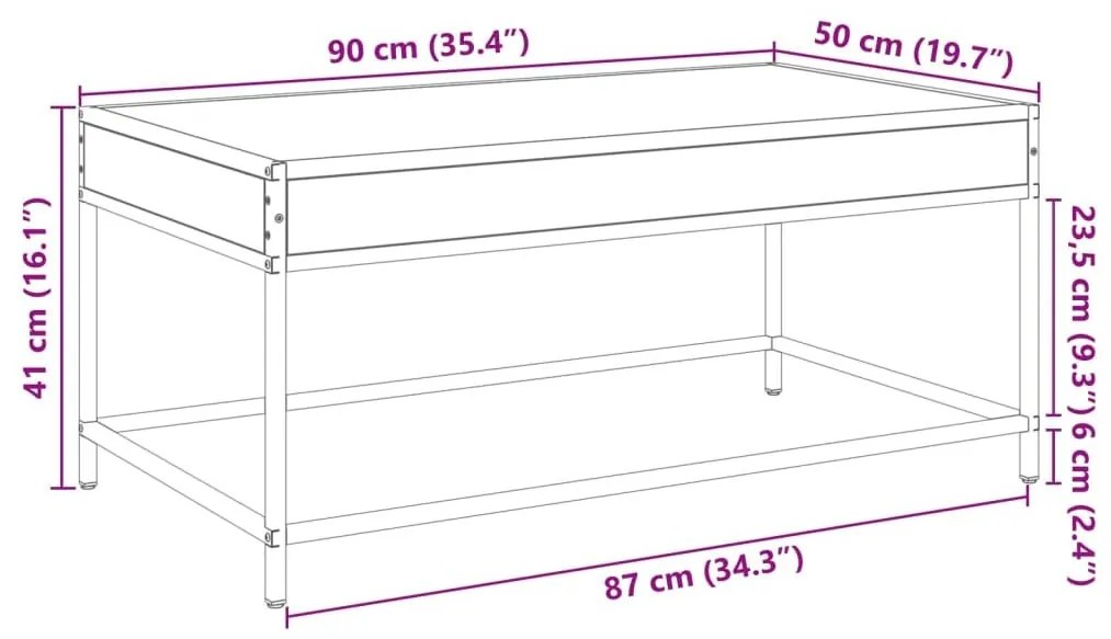 Τραπεζάκι Σαλονιού Άπειρο Φως LED Γκρι Sonoma 90x50x41 εκ. - Γκρι