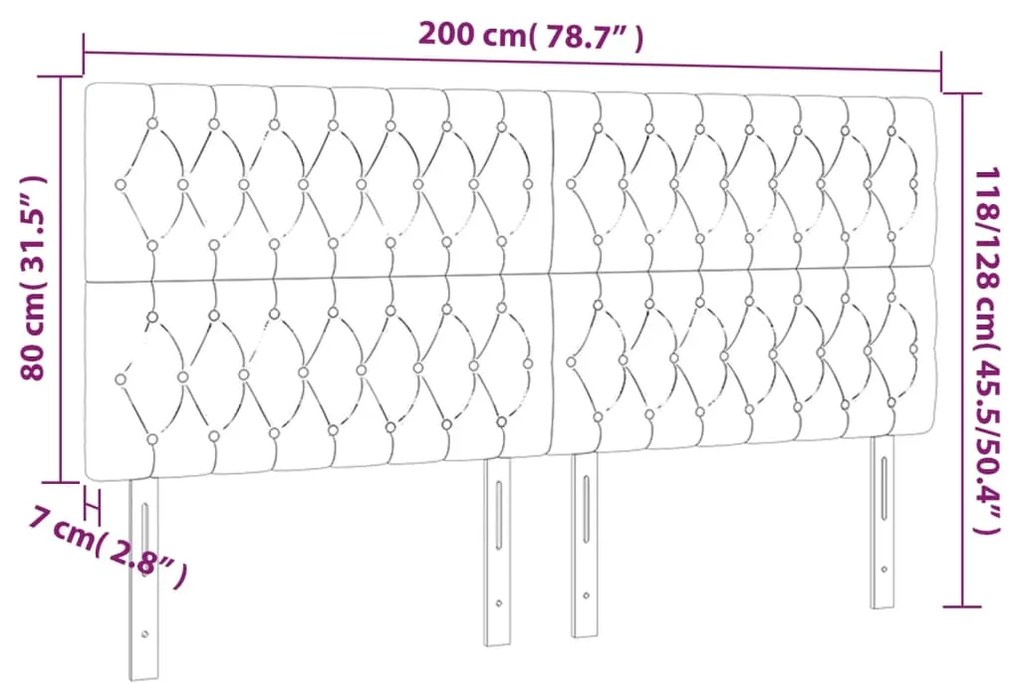 vidaXL Κεφαλάρι Κρεβατιού LED Ανοιχτό Γκρι 200x7x118/128εκ. Υφασμάτινο
