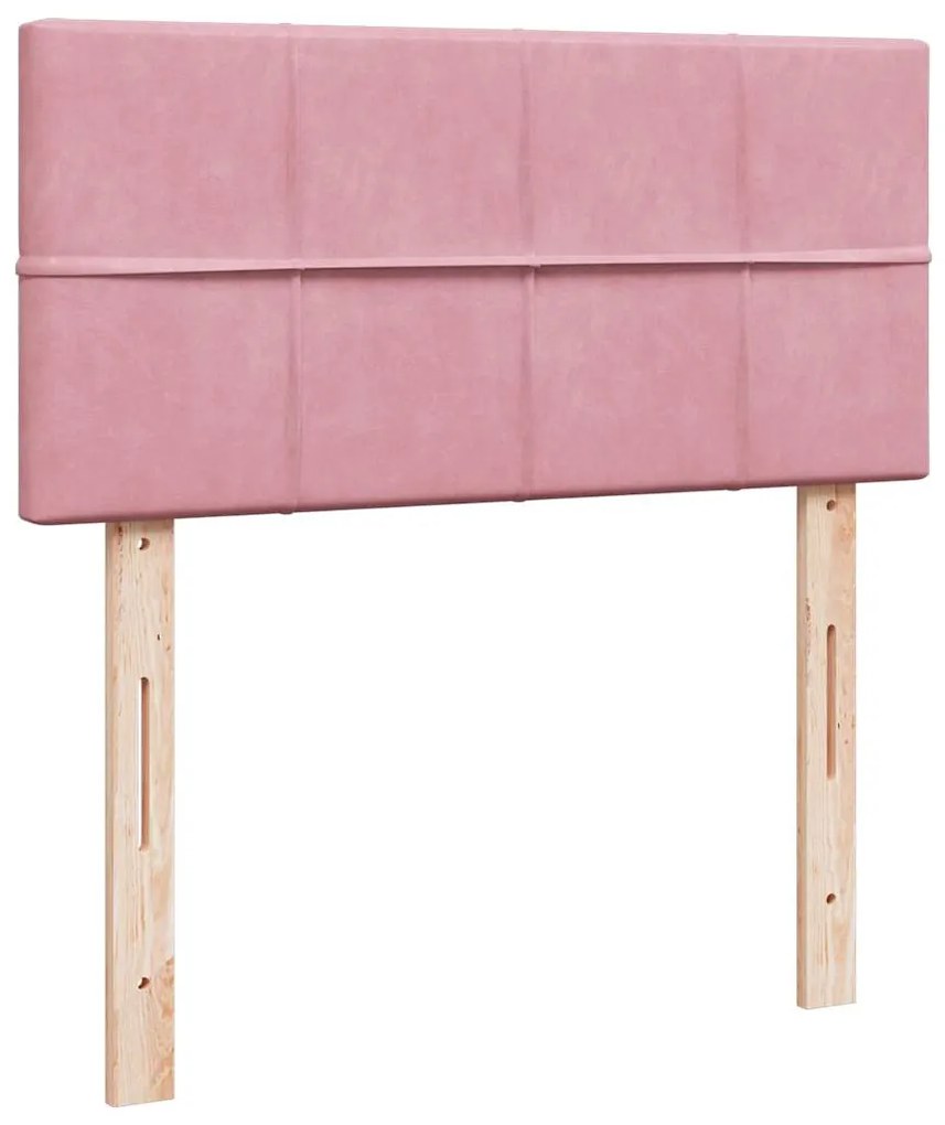 vidaXL Κρεβάτι Boxspring με Στρώμα Ροζ 90x190 εκ. Βελούδινο