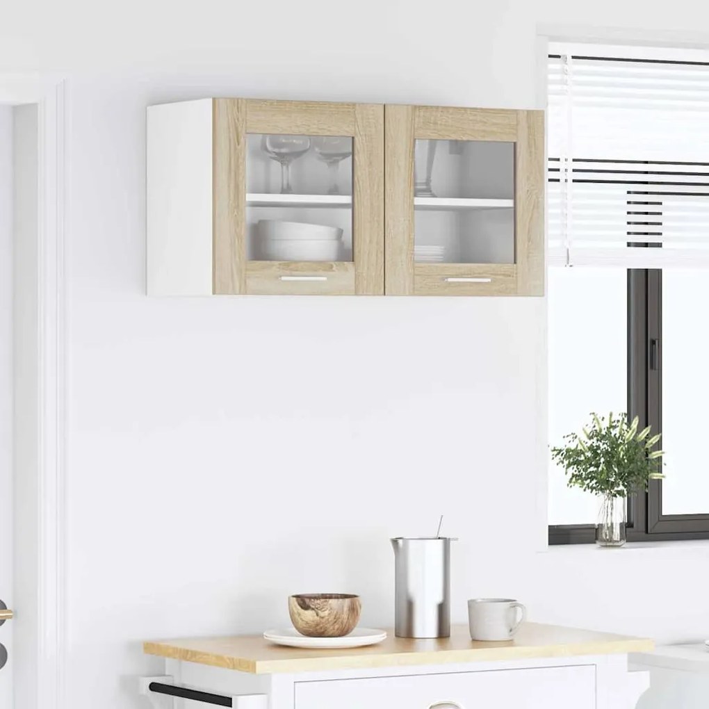 vidaXL Κρεμαστό ντουλάπι Σομόνα Δρυς και Λευκό 80 x 31 x 40 εκ