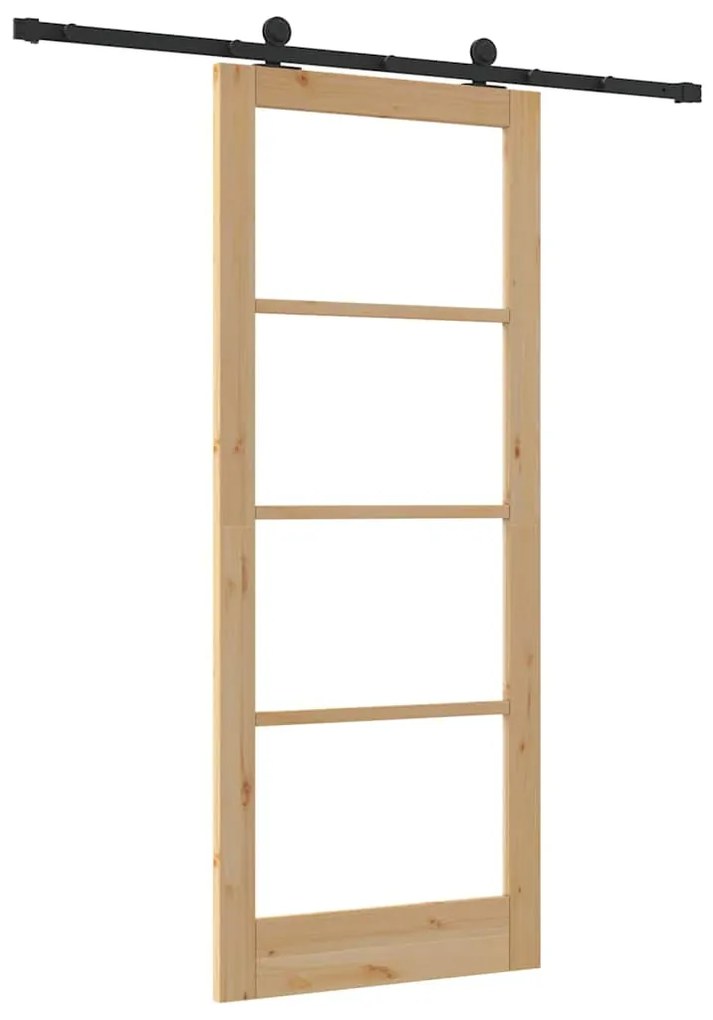 vidaXL Συρόμενη Πόρτα Χειροκίνητος Καφέ 86 x 211 cm Ξύλο και μέταλλο