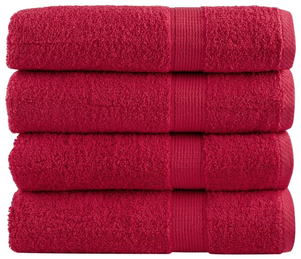 vidaXL Πετσέτες Μπάνιου Premium SOLUND 4 τεμ. Κόκκινες 100x150 εκ. 600 γρ./μ²