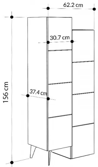 Ντουλάπι κουζίνας/μπάνιου - Παπουτσοθήκη Stair Megapap χρώμα sapphire oak 62,2x37,4x156εκ.