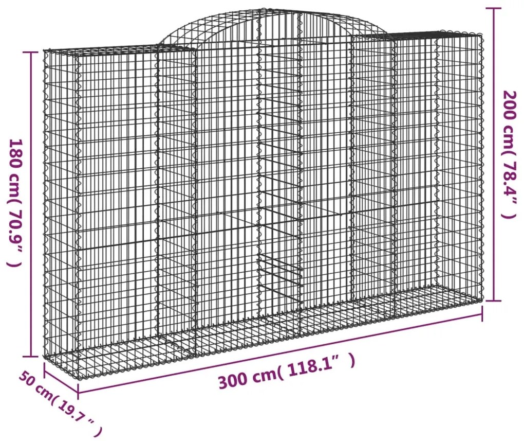 vidaXL Συρματοκιβώτια Τοξωτά 12 τεμ. 300x50x180/200 εκ. Γαλβαν. Ατσάλι