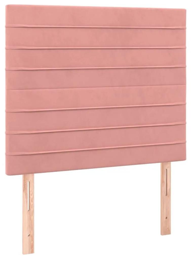 Πλαίσιο Κρεβατιού με Κεφαλάρι Ροζ 90x190 εκ. Βελούδινο - Ροζ