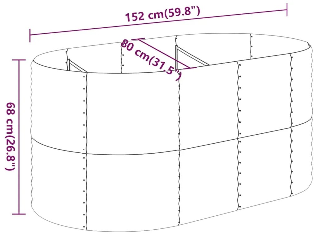 Ζαρντινιέρα Ασημί 152x80x68 εκ. Ατσάλι με Ηλεκτρ. Βαφή Πούδρας - Ασήμι