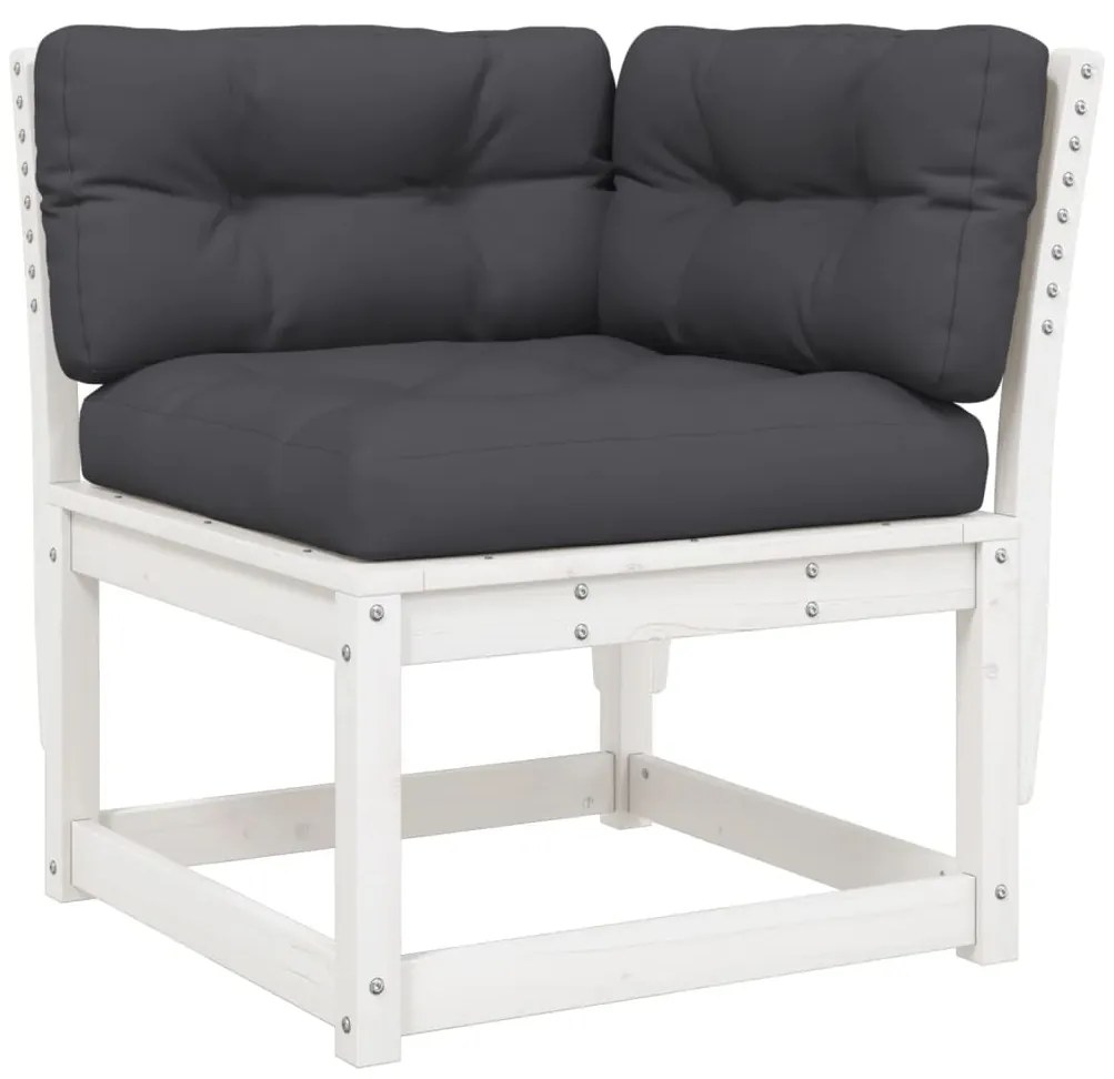 vidaXL Καναπές Κήπου Γων. Λευκός 73x73x78 εκ. Μασίφ Πεύκο Μαξιλάρια