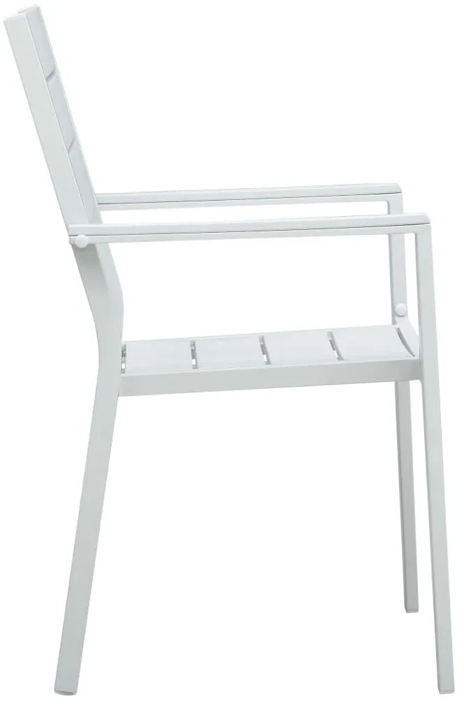 vidaXL Καρέκλες Κήπου 4 τεμ. Λευκές με Όψη Ξύλου από HDPE